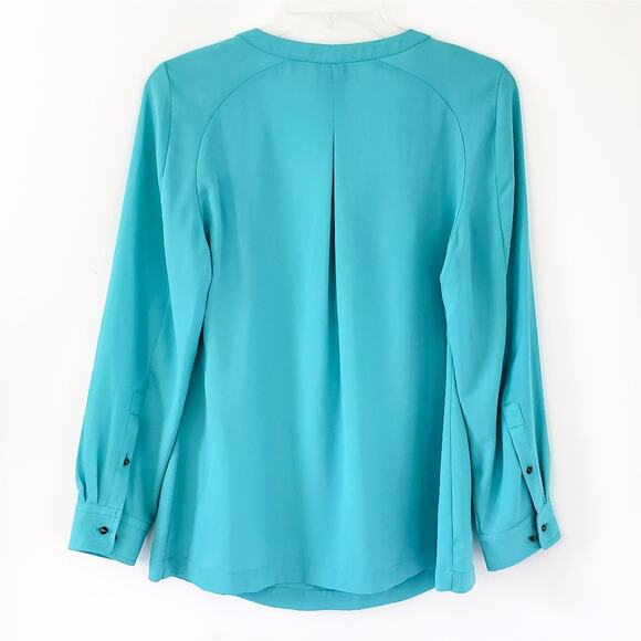 NEW Soft Surroundings Teal Blouse Studded Buttons Long Sleeve XSmall - Picture 4 of 5